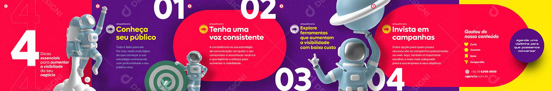 Social Media Tenha uma voz consistente Carrossel Marketing PSD Editável