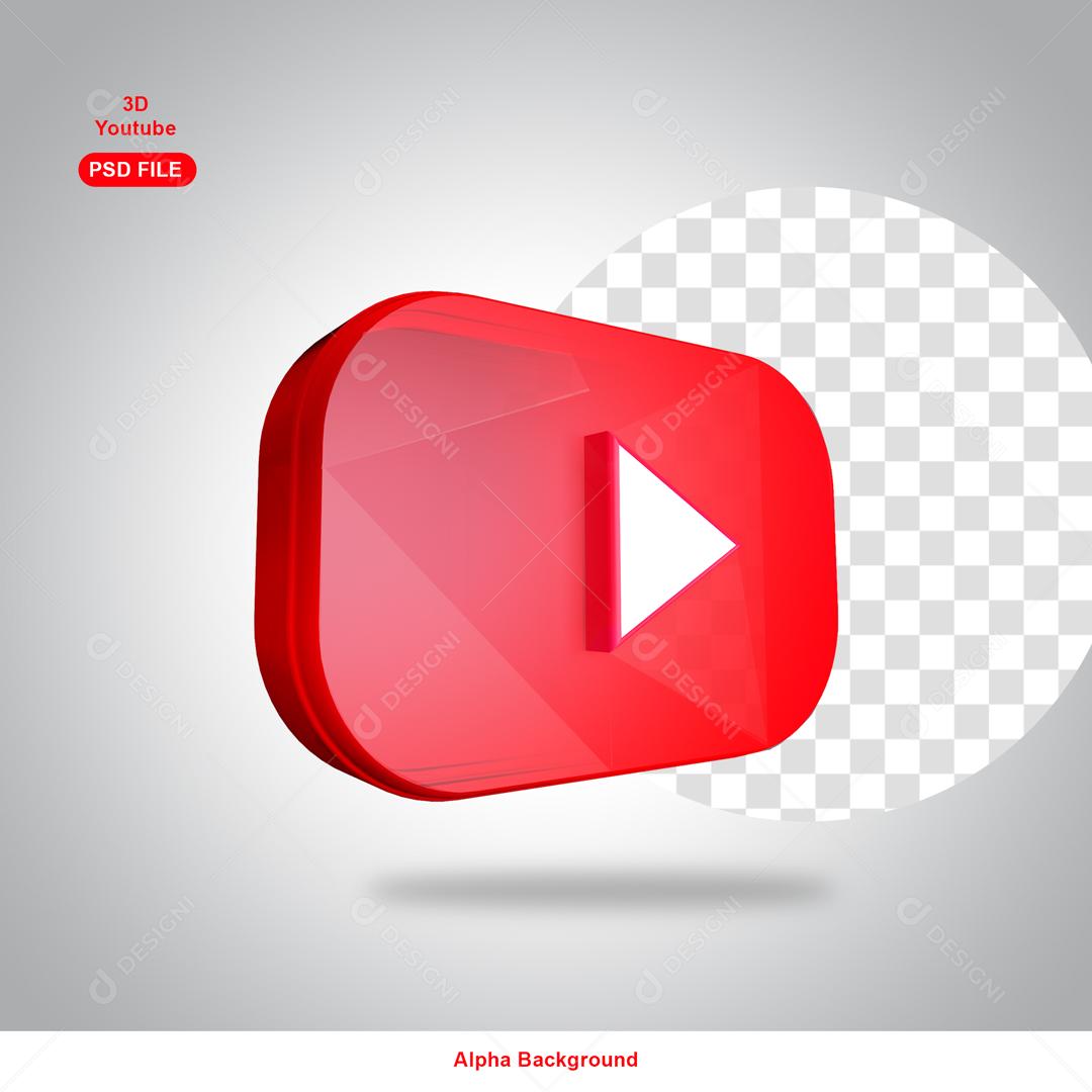 Youtube Elemento 3D Para Composição PSD