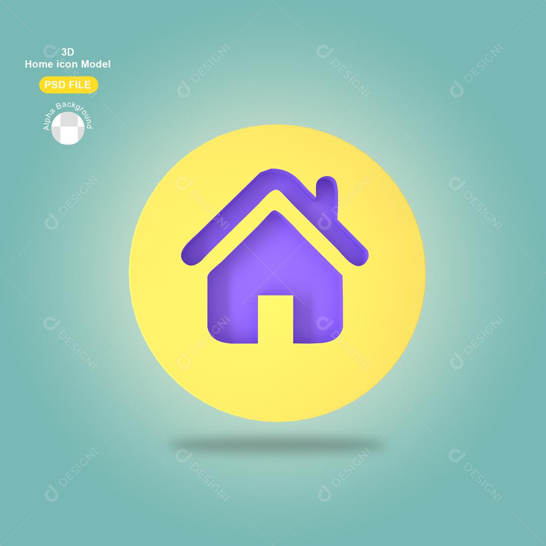 Ícone de Casa 3D para Composição PSD