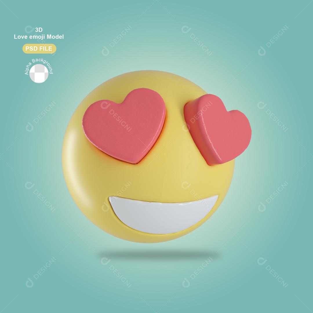 Ilustração de Emoji 3D Reação Apaixonado Olhos De Coração Elemento Para Composição PSD