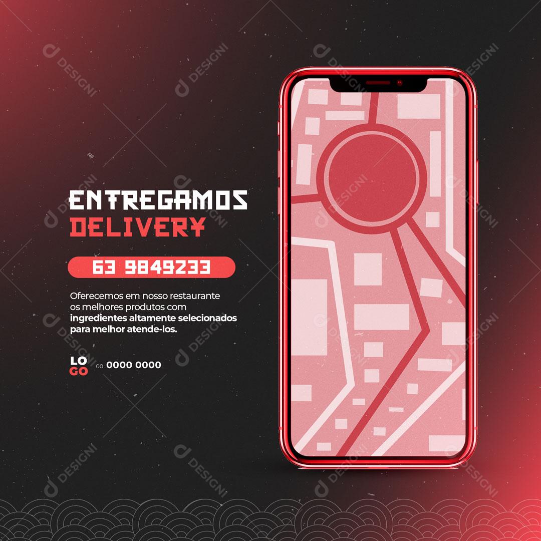 Social Media Restaurante Comida Japonesa Entregamos Delivery Social Media PSD Editável