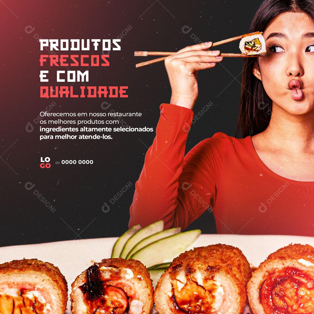Restaurante Comida Japonesa Sushi Sashimi Temaki Social Media PSD Editável