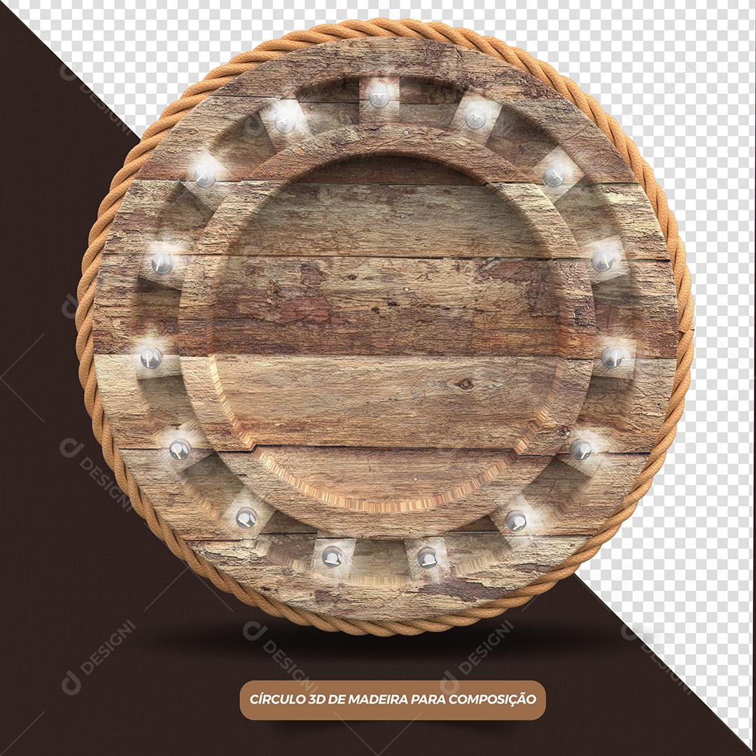 Círculo 3D de Madeira Elemento Para Composição PSD