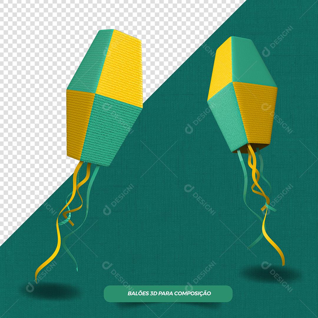 Balões de São João Amarelo e Verde  Para Composição PSD