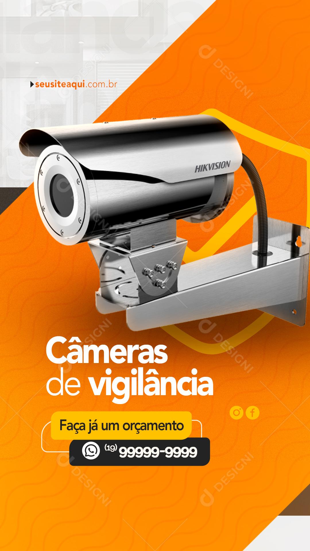 Story Câmera de vigilância Segurança Eletrônica Social Media PSD Editável