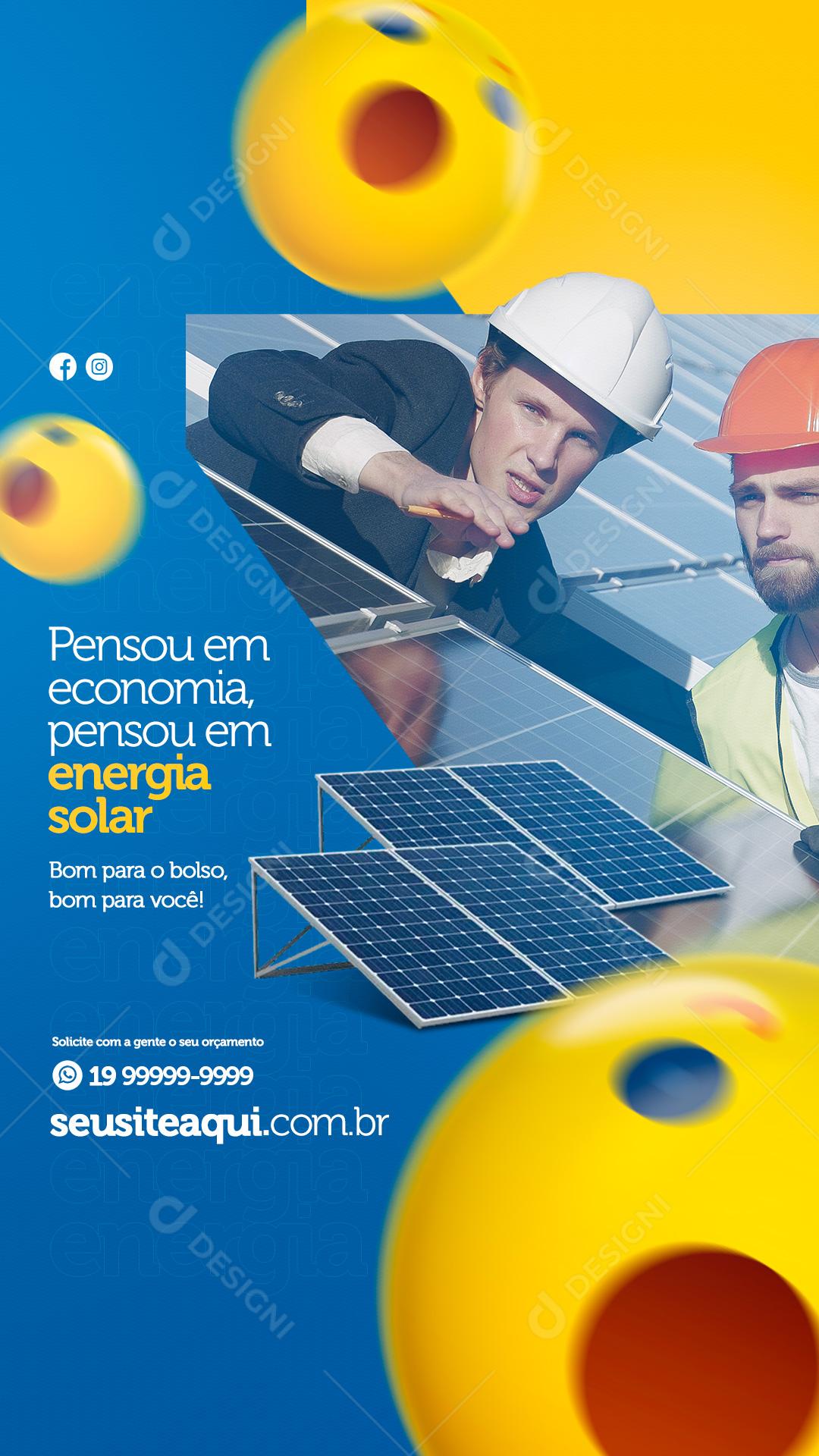Social Media Story Energia Solar Pensou Em Economia PSD Editável