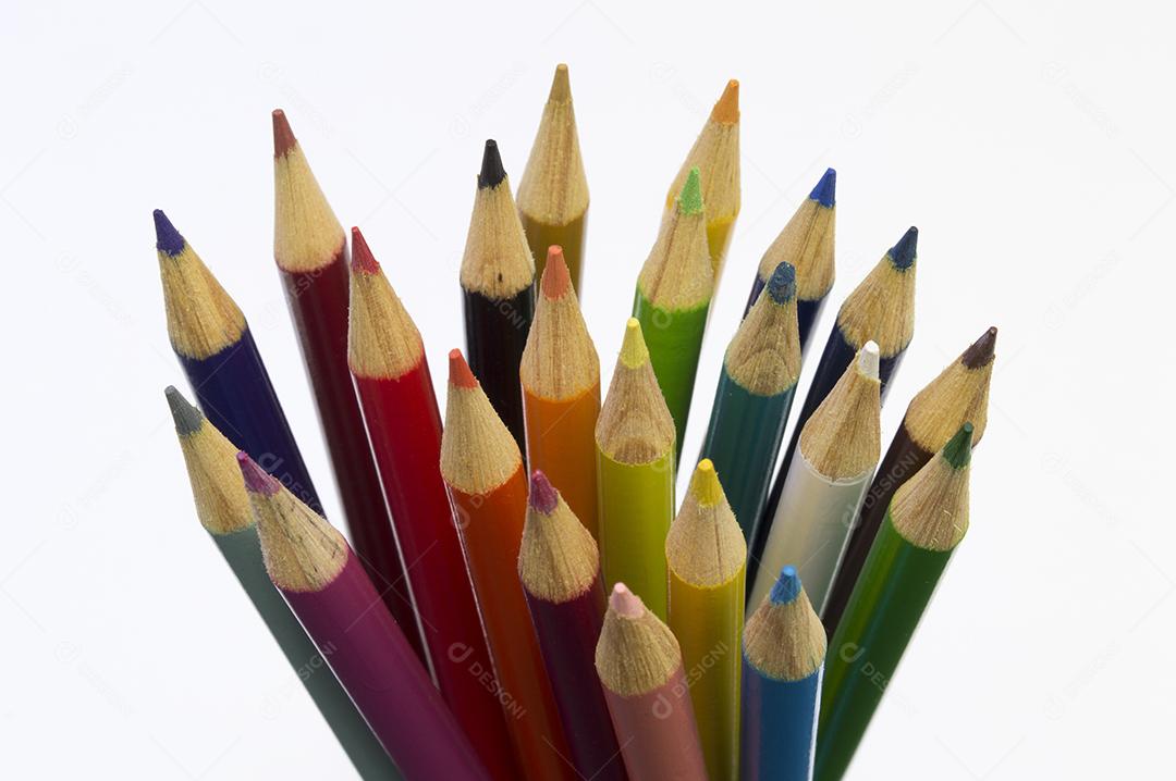 Lápis coloridos isolados sobre fundo branco.