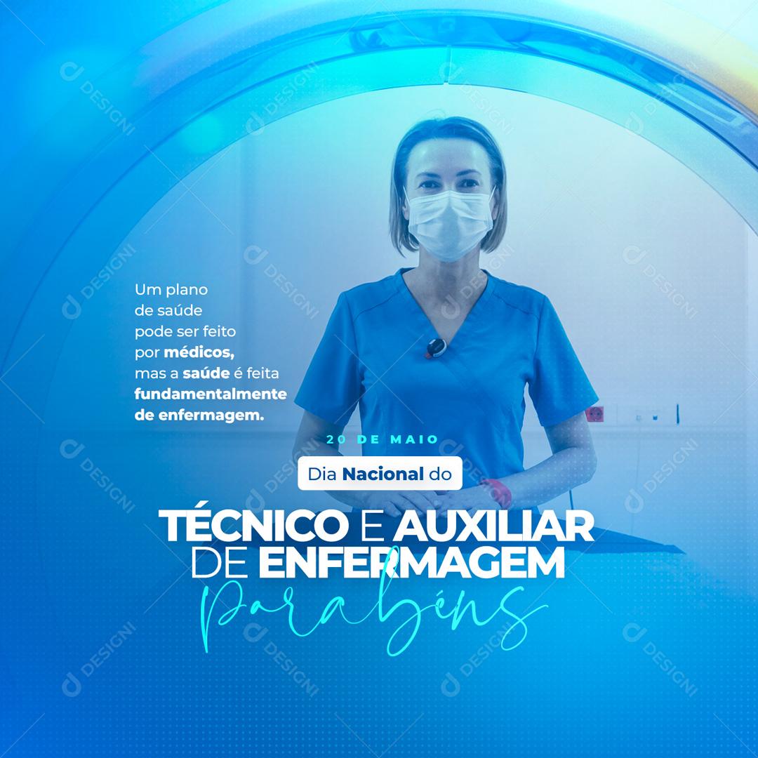 Social Media Dia Nacional do Técnico e Auxiliar em Enfermagem Parabéns PSD Editável
