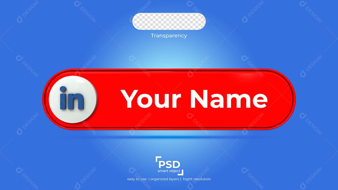 Linkedin Tag Elemento 3D Para Composição PSD