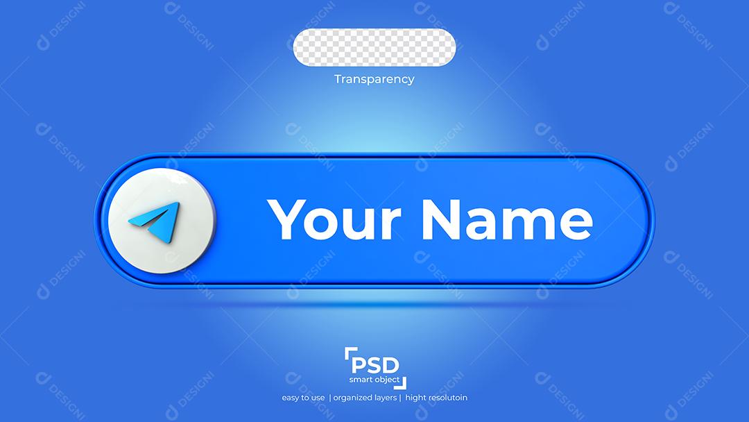 Telegram Tag  Elemento 3D Para Composição PSD