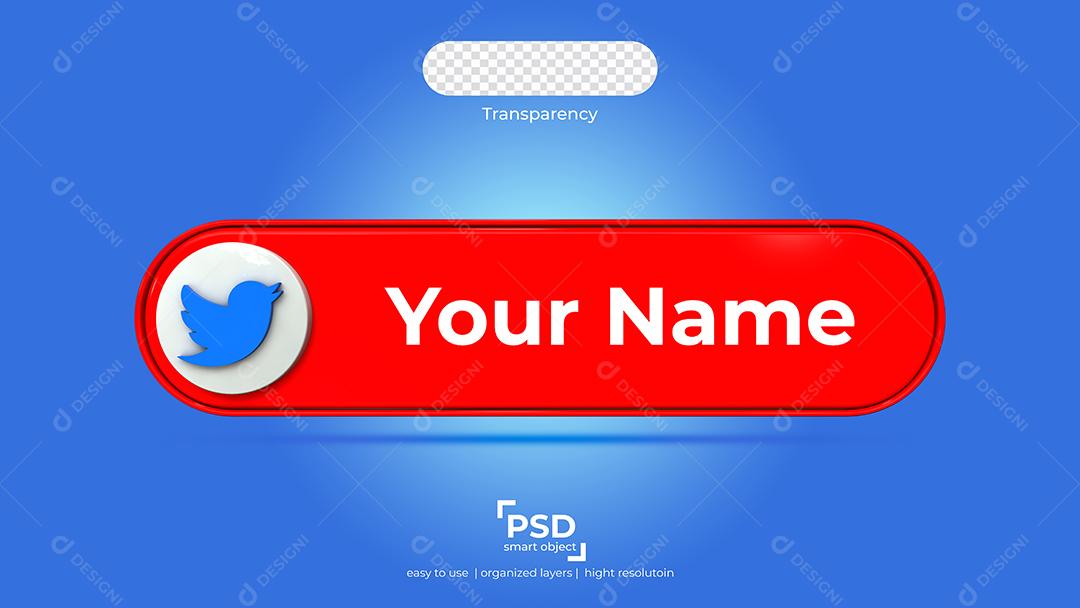 Tag Twitter Elemento 3D Para Composição PSD
