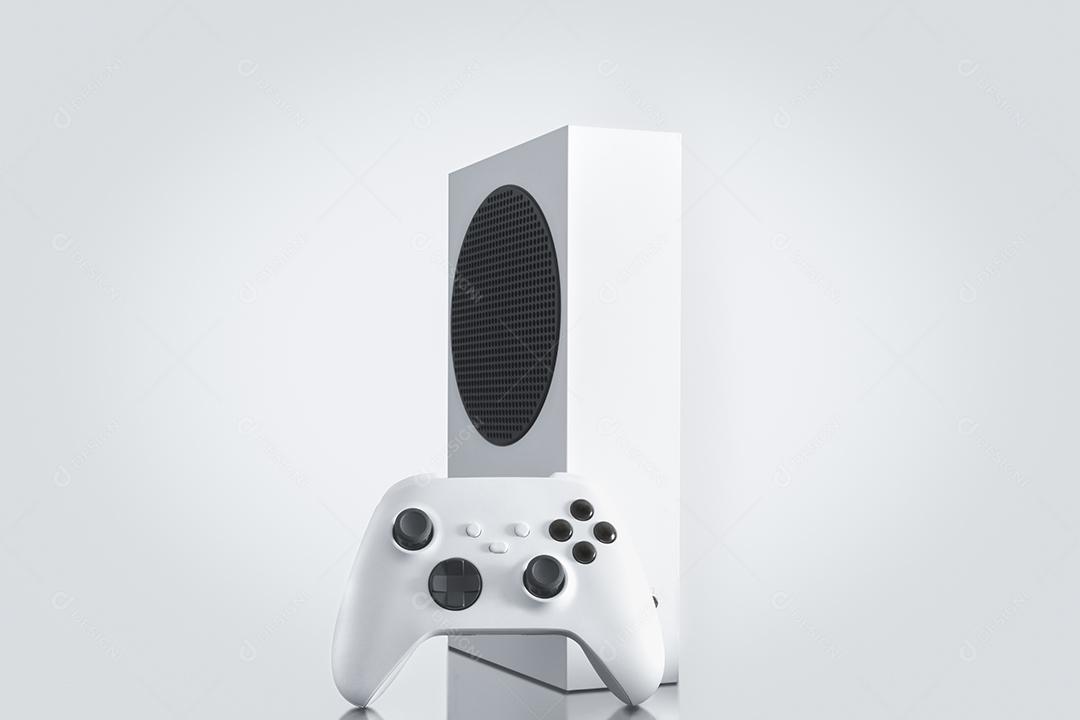 Jogo de console branco sobre fundo branco