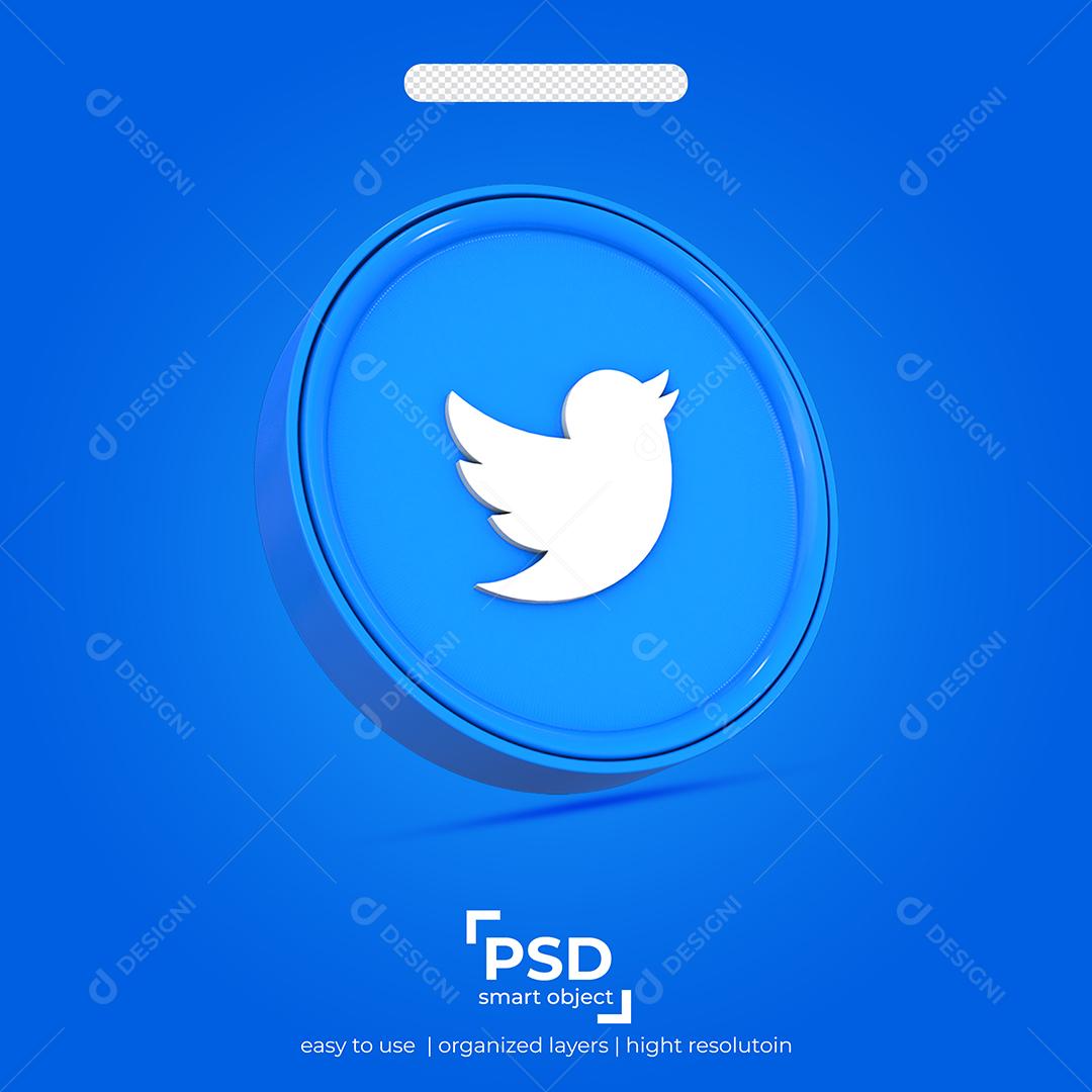 Ícone 3D Twitter Para Composição PSD