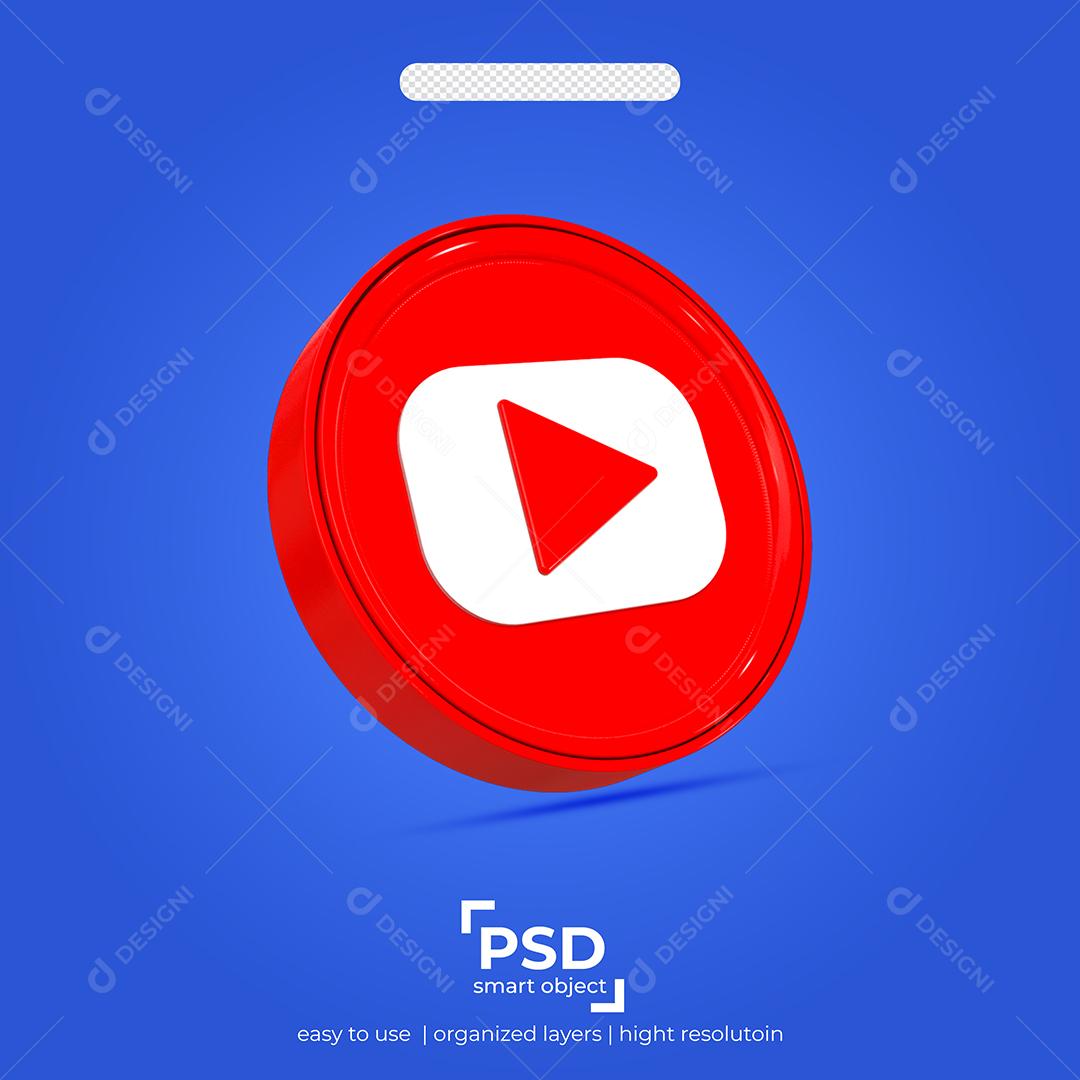 Ícone 3D Youtube Para Composição PSD