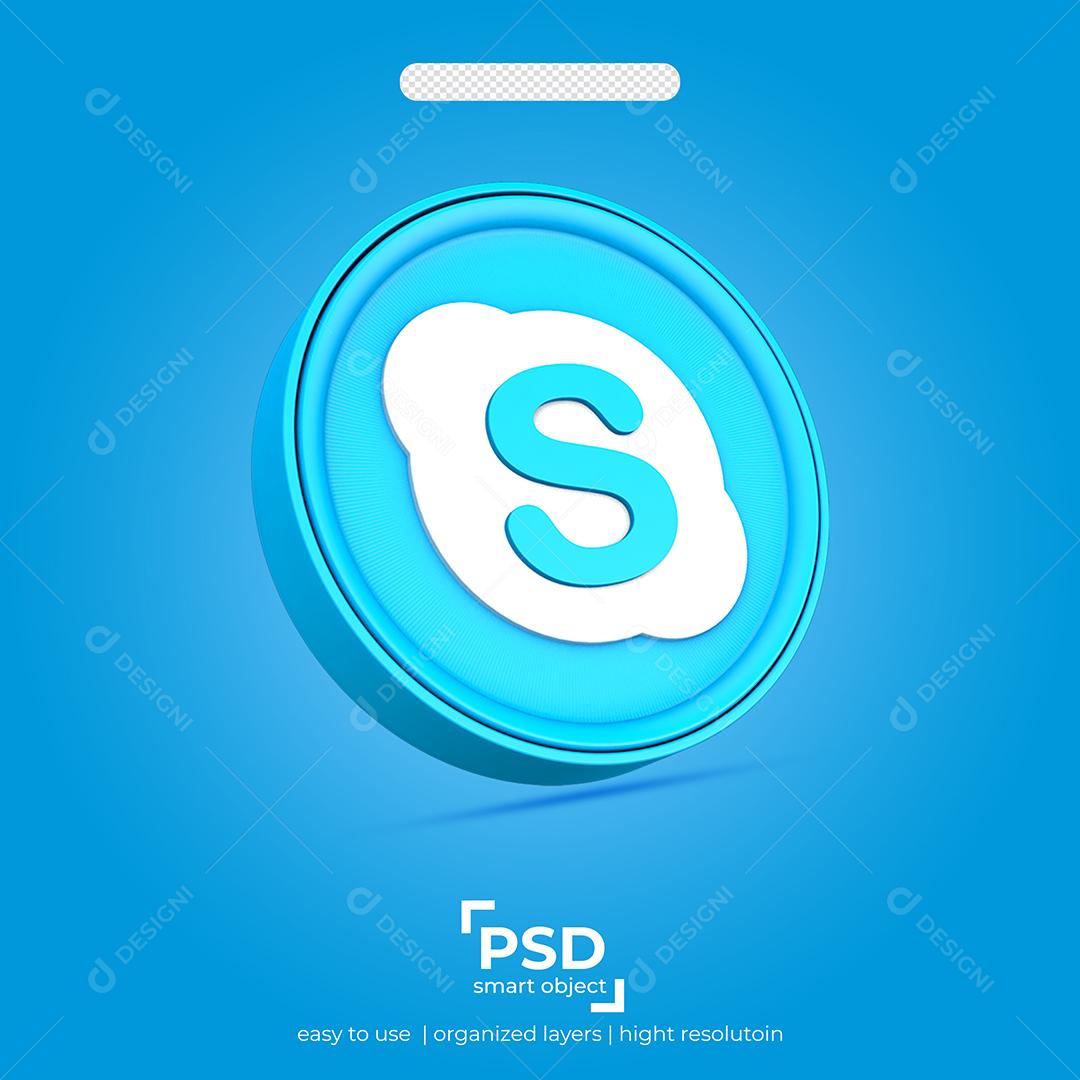 Ícone 3D Skype Para Composição PSD