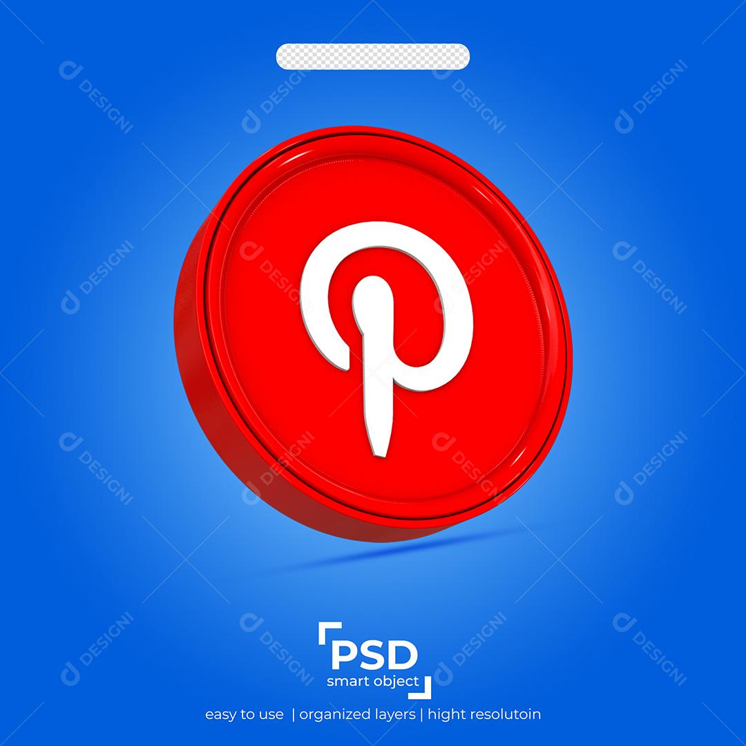 Ícone 3D Pinterest Para Composição PSD