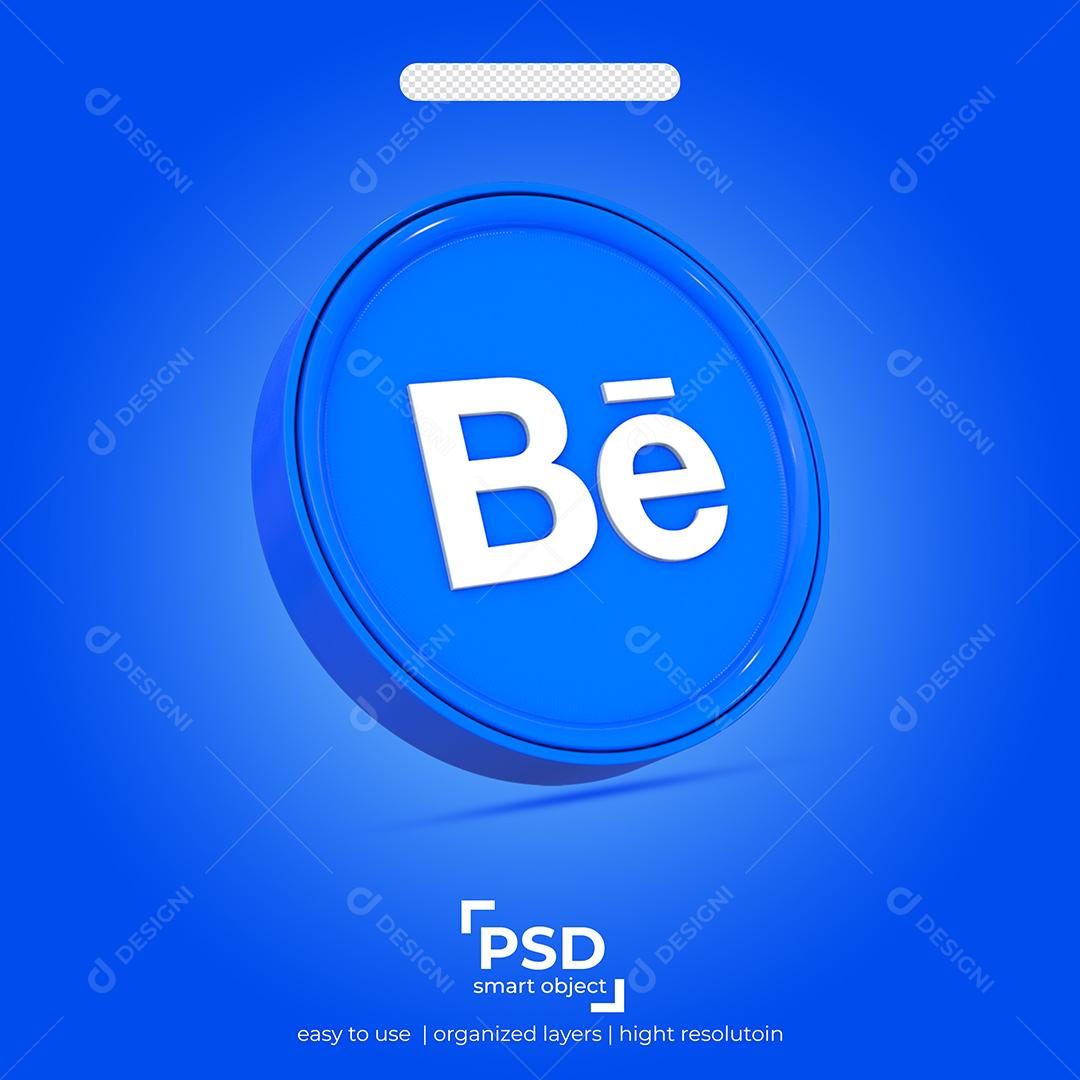 Ícone 3D Behance Para Composição PSD