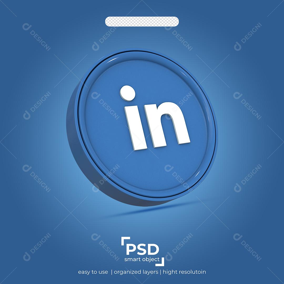 Ícone 3D Linkedin Para Composição PSD