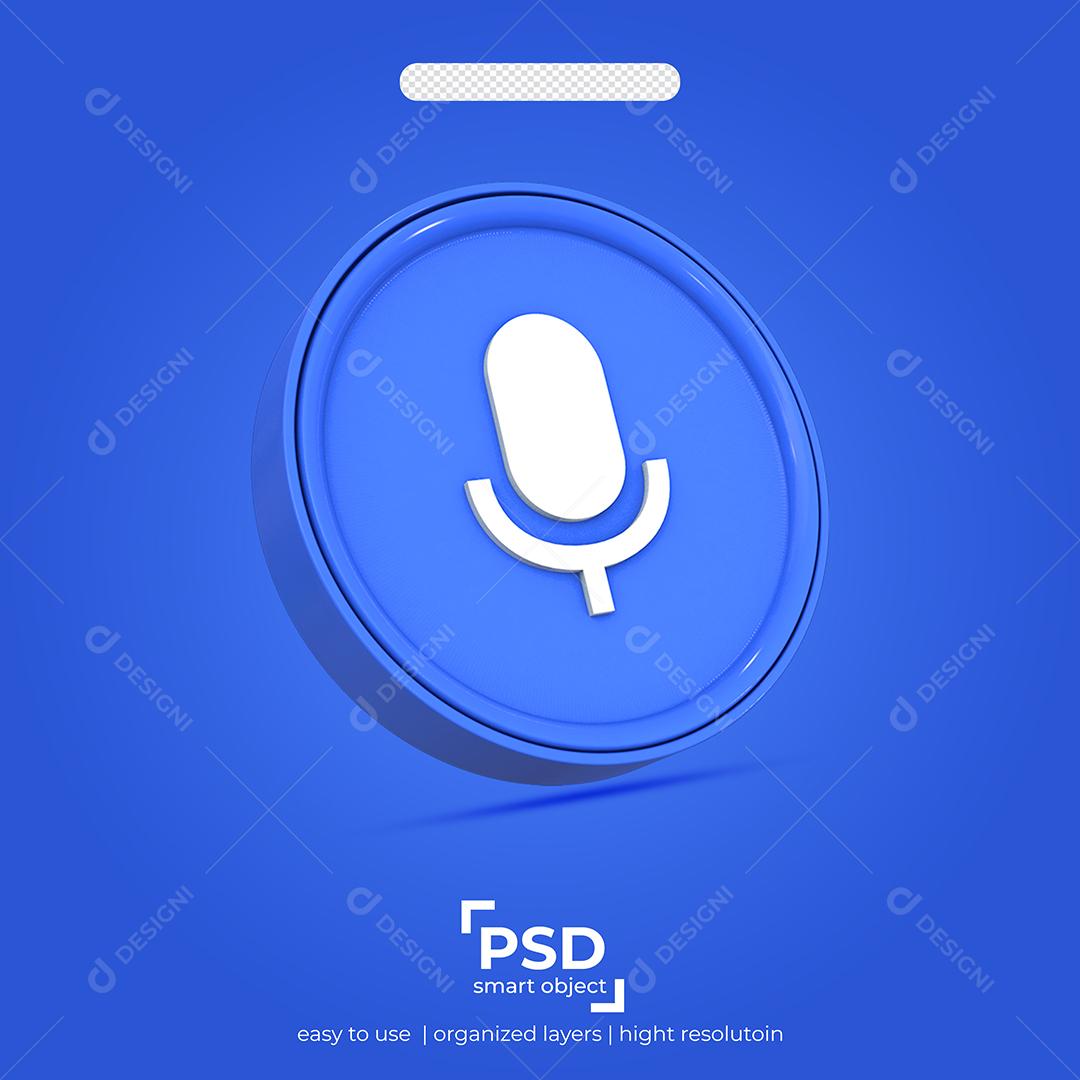 Ícone 3D Microfone Para Composição PSD