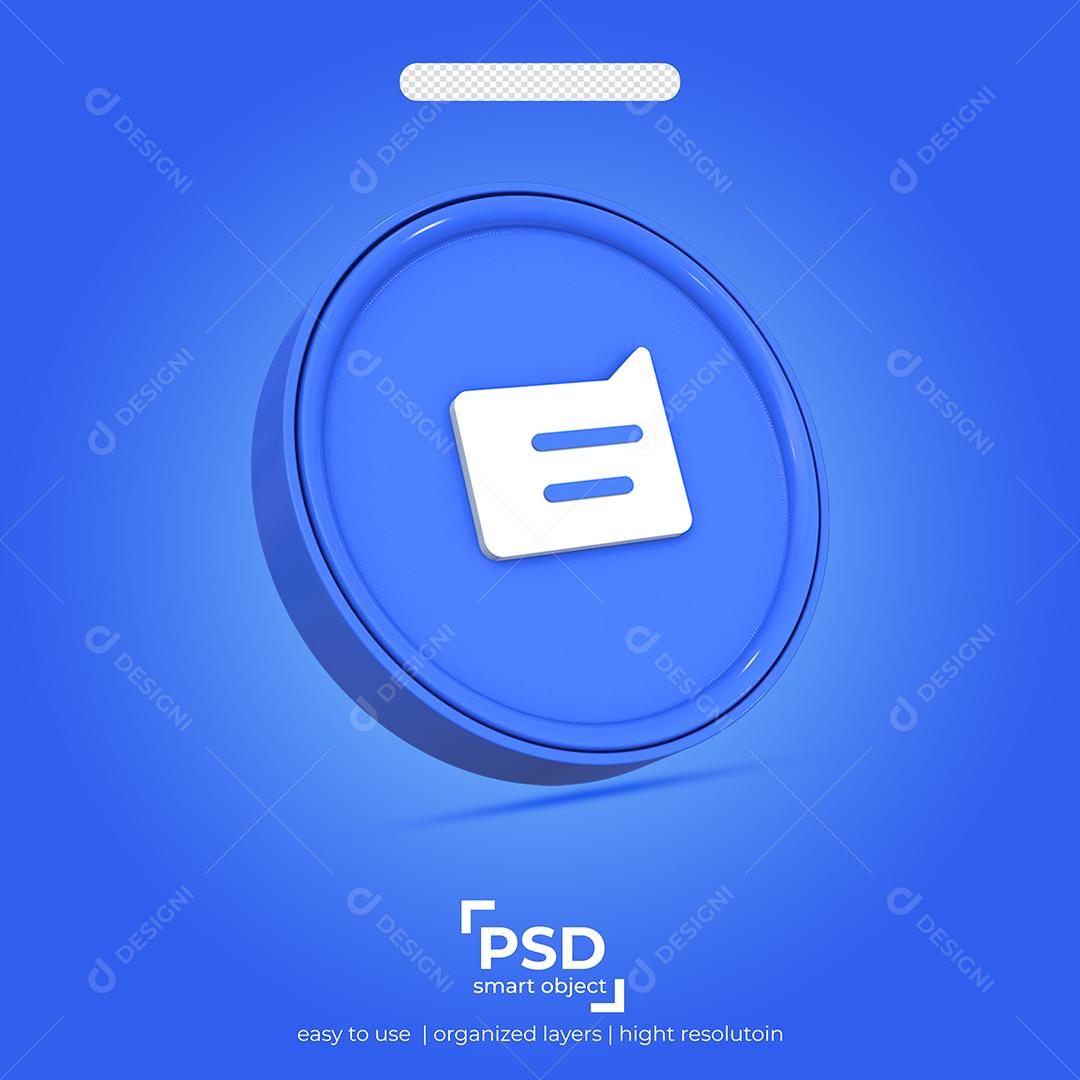 Ícone 3D Mensagem Para Composição PSD