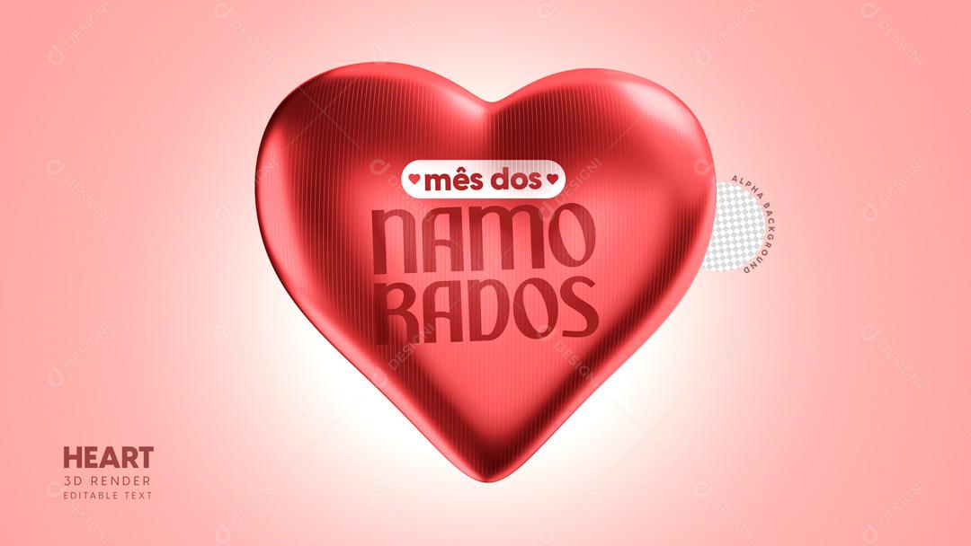 Selo 3D Para Composição Mês Dos Namorados PSD