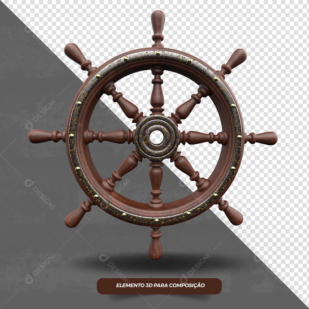 Elemento 3D Volante de Navio São João Para Composição PSD