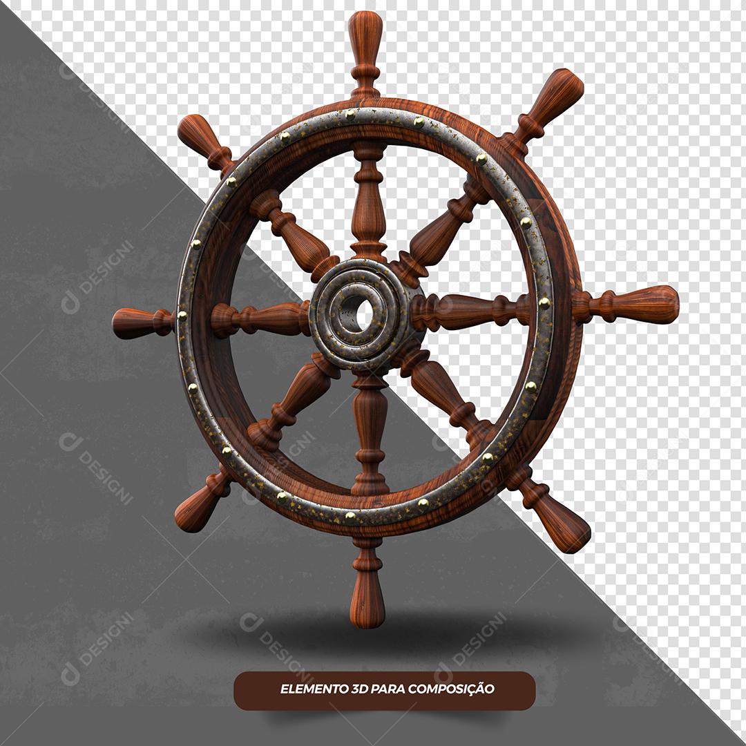 Volante de Navio Elemento 3D Para Composição PSD
