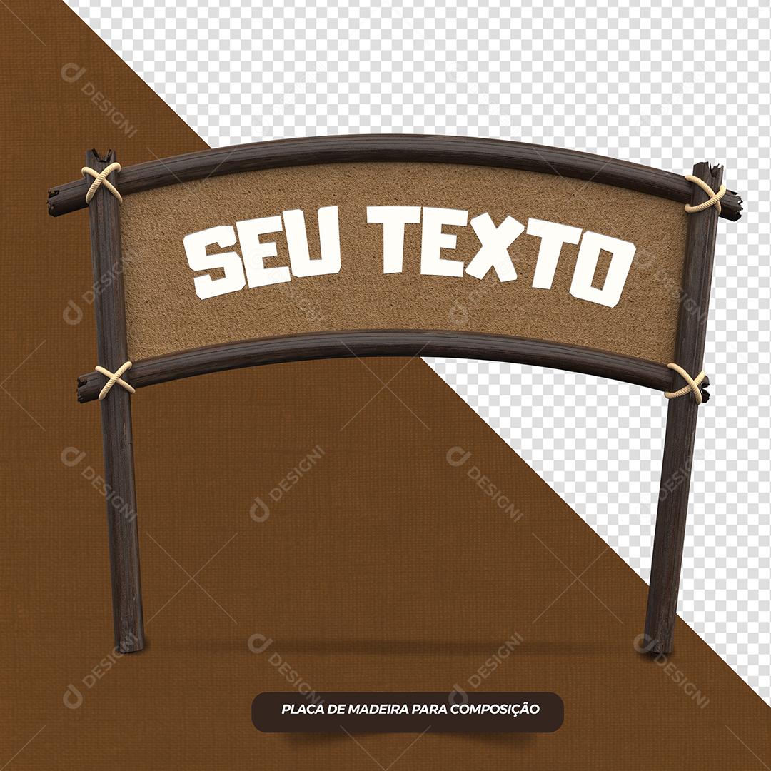 Elemento 3D Placa de Madeira Para Composição PSD