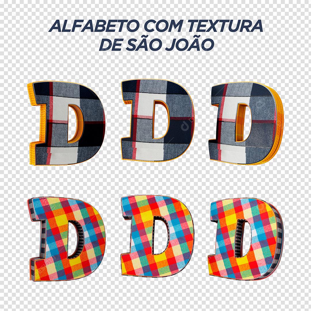 Letras D 3D com Textura de São João Elemento Para Composição