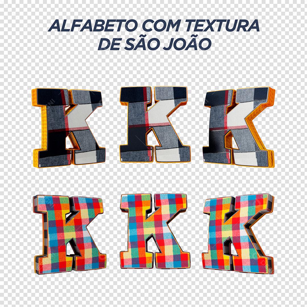 Letras K 3D com Textura de São João Elemento Para Composição