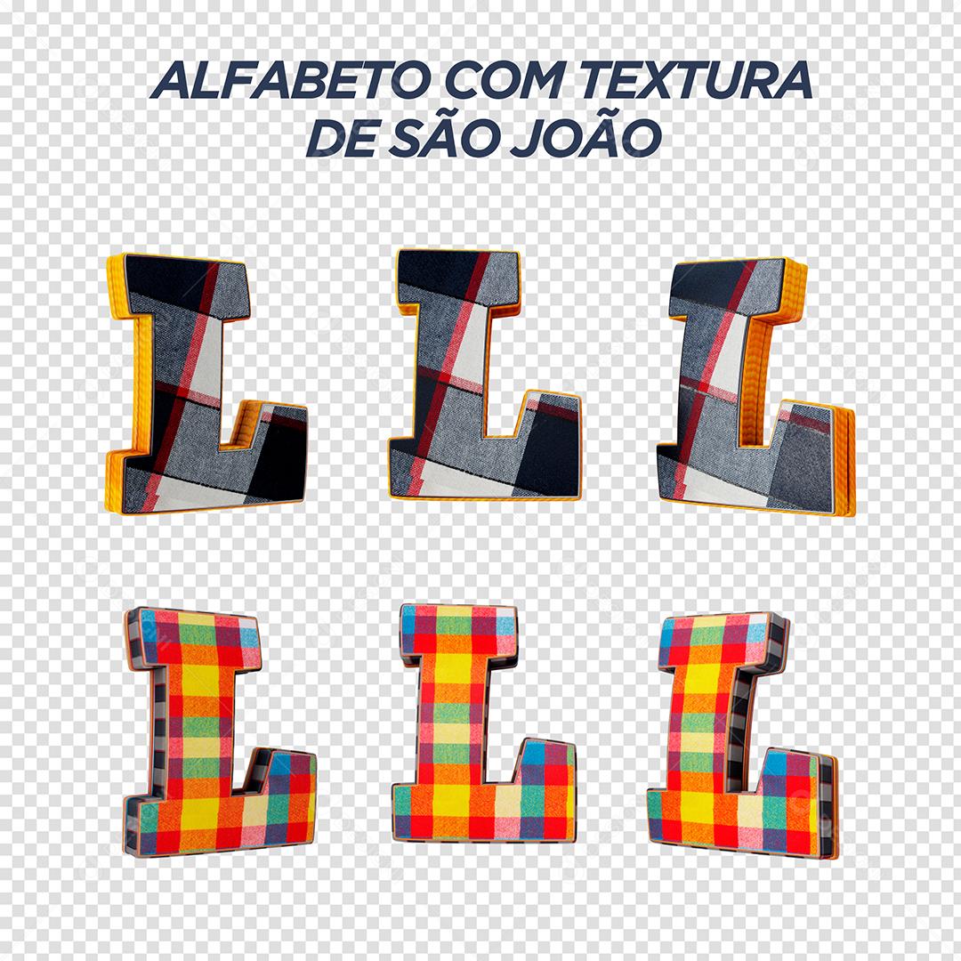Letras L 3D com Textura de São João Elemento Para Composição