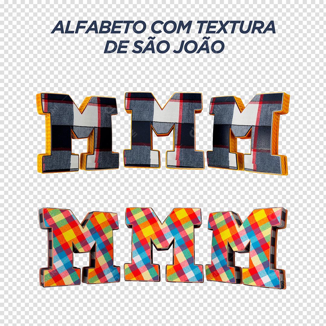 Letras M 3D com Textura de São João Elemento Para Composição