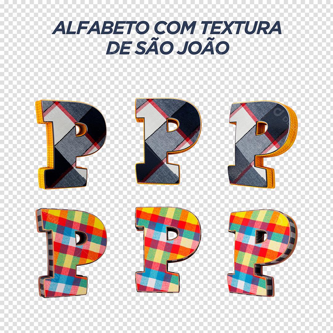 3D P Letters with Saint John Texture Composition Element