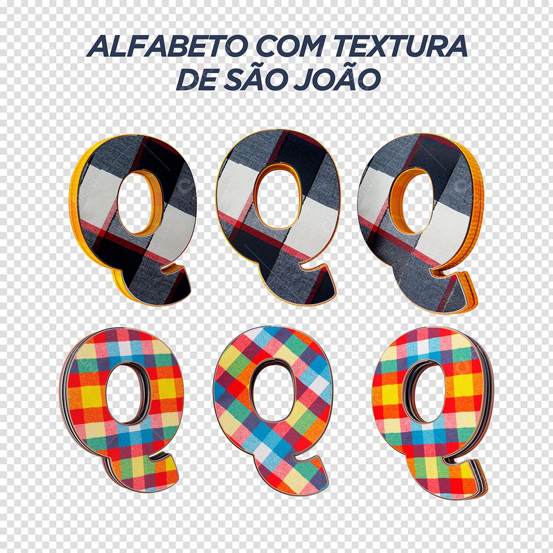 Letras Q 3D com Textura de São João Elemento Para Composição