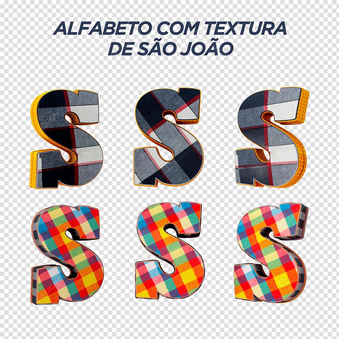 Letras S 3D com Textura de São João Elemento Para Composição