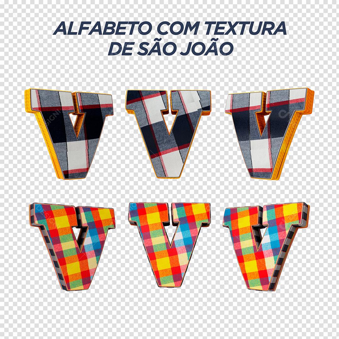 Letras V 3D com Textura de São João Elemento Para Composição