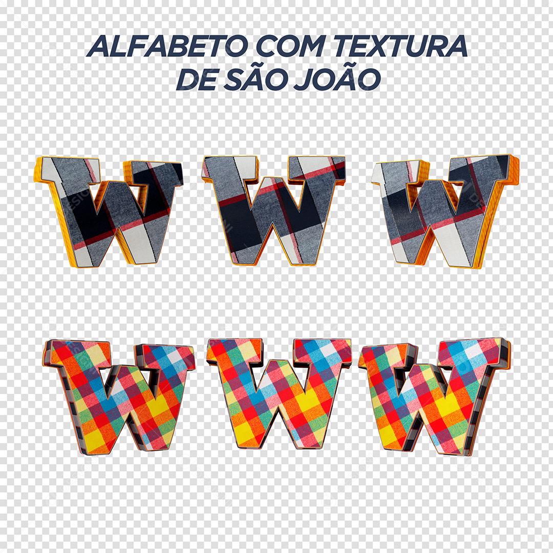 Letras W 3D com Textura de São João Elemento Para Composição