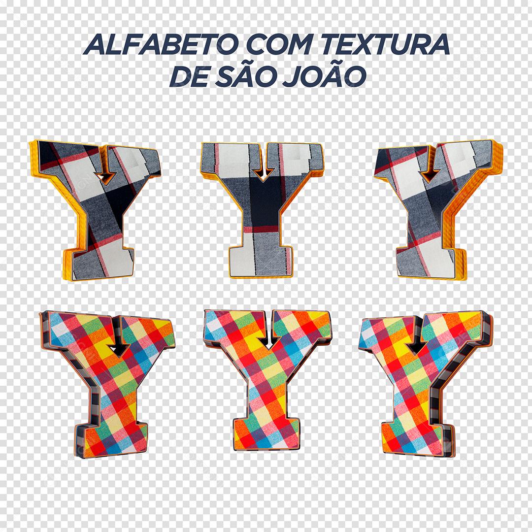 Letras Y 3D com Textura de São João Elemento Para Composição