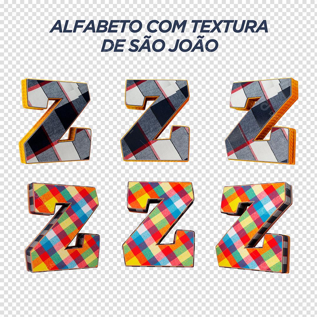 Letras Z 3D com Textura de São João Elemento Para Composição
