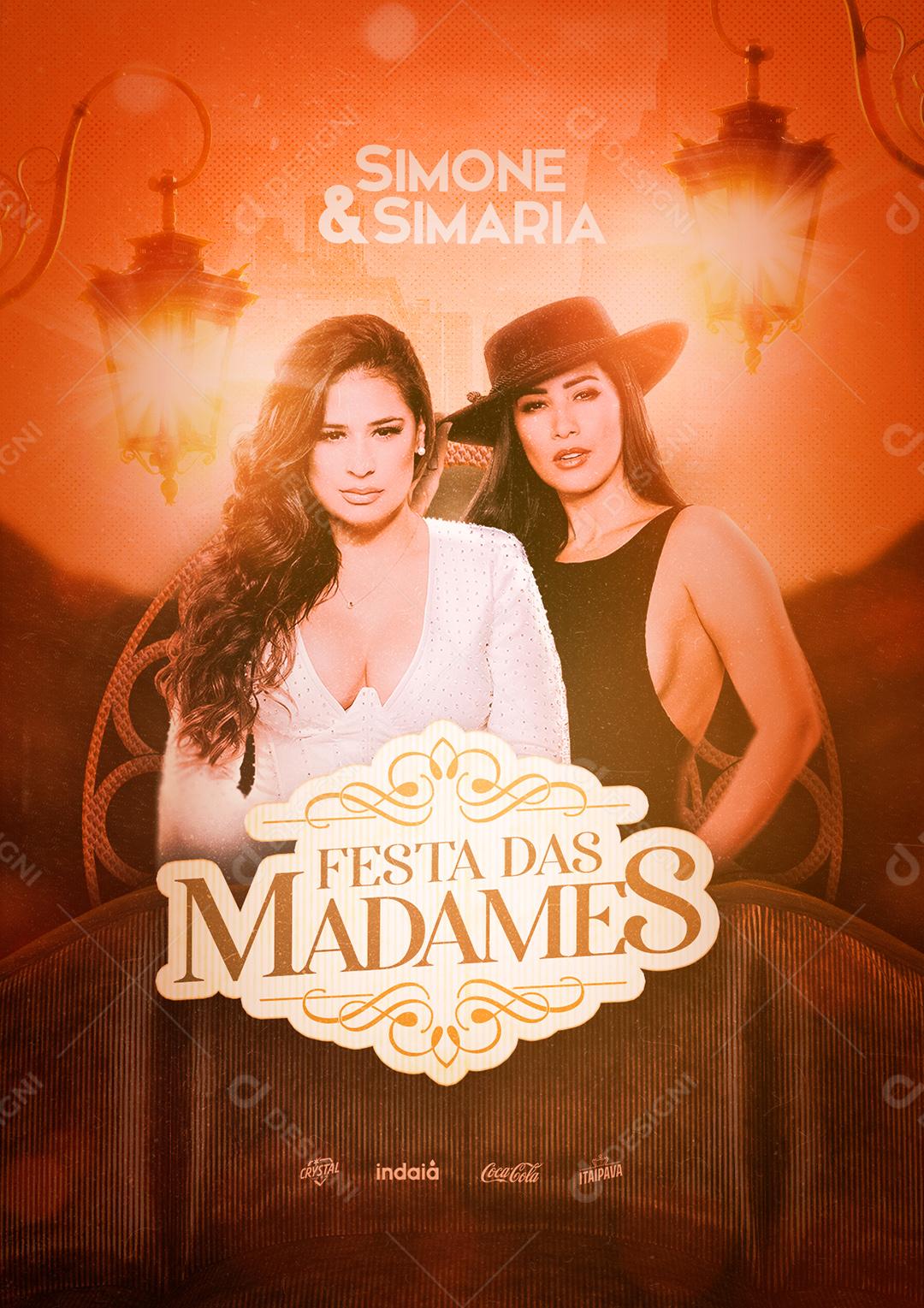 Social Media Festa das Madames Simone & Simaria Flyers PSD Editável