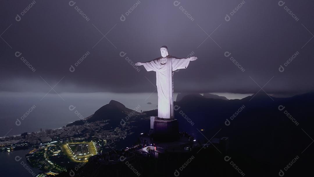 Rio de janeiro Brazil. Christ the Redeemer. City of Rio de Janeiro skyline at night.