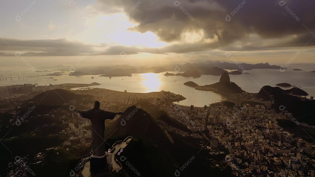 Rio de Janeiro, Brasil. Cristo redentor. Cidade do horizonte do Rio de Janeiro.