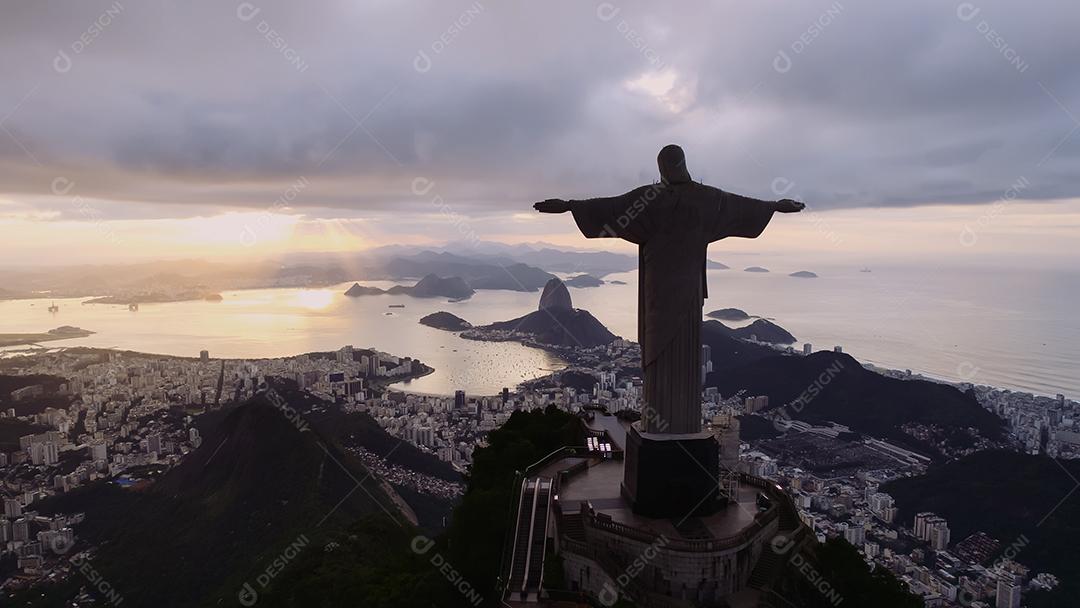 Rio de Janeiro, Brasil. Cristo redentor. Cidade do horizonte do Rio de Janeiro.