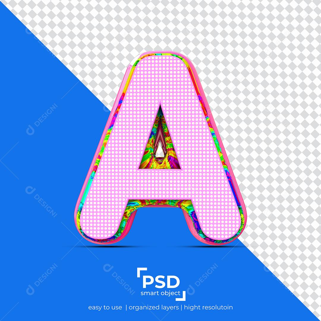 Letras A 3D com Textura Rosa Elemento Para Composição