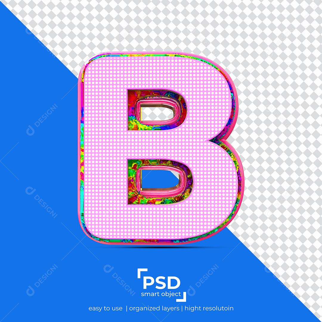 Letras B 3D com Textura Rosa Elemento Para Composição