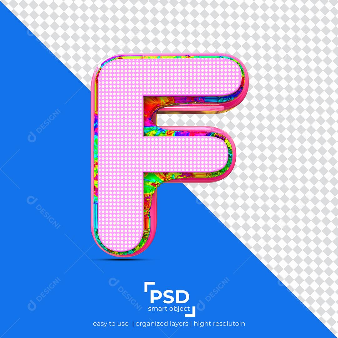 Letras F 3D com Textura Rosa Elemento Para Composição