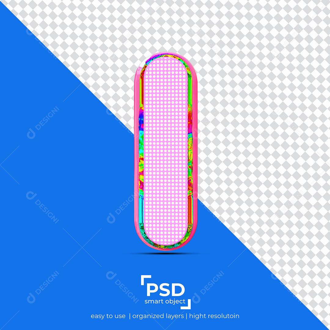 Letras I 3D com Textura Rosa Elemento Para Composição