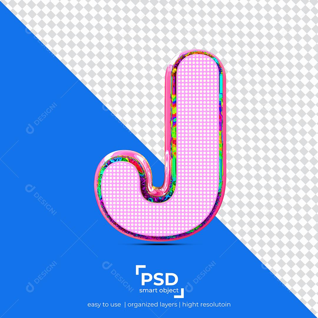 Letras J 3D com Textura Rosa Elemento Para Composição