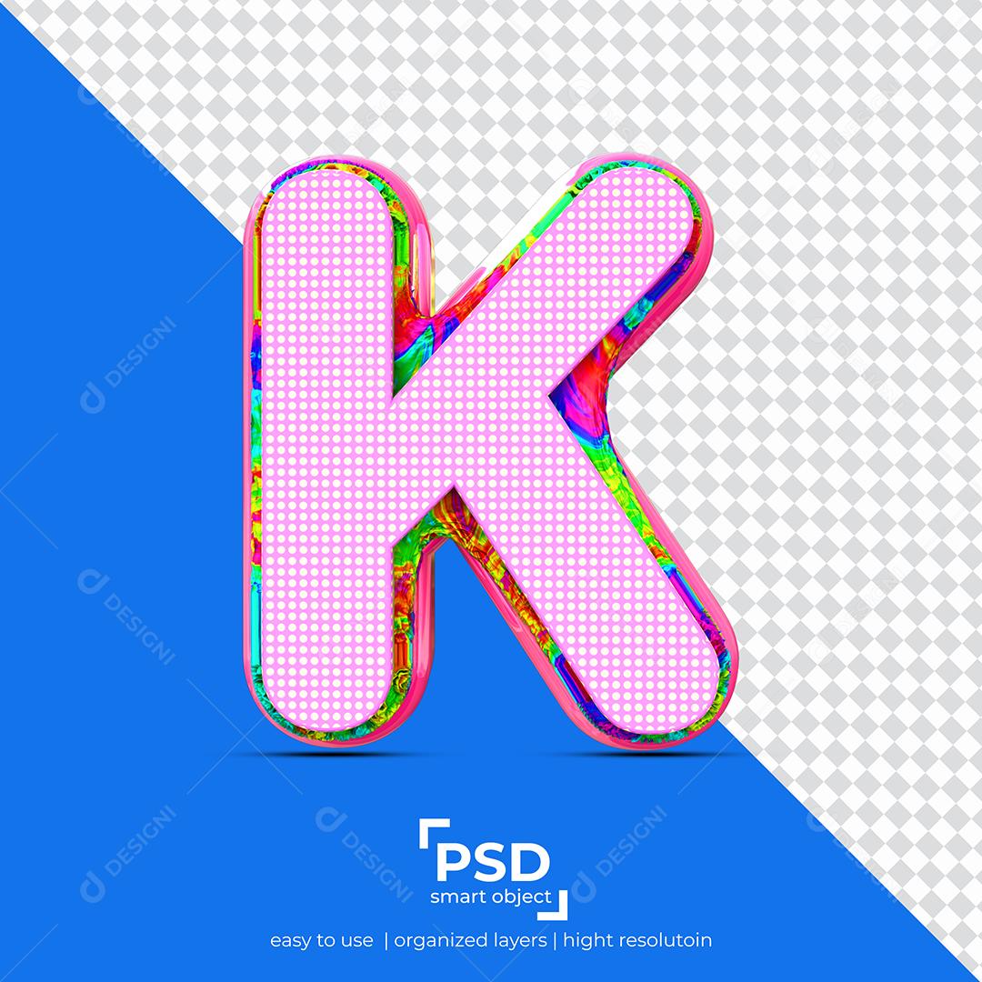 Letras K 3D com Textura Rosa Elemento Para Composição