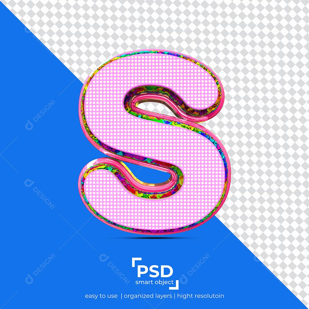 Letras S 3D com Textura Rosa Elemento Para Composição